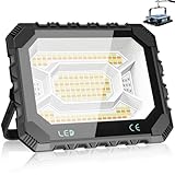 Adewalk 200W LED Baustrahler Akku Solar Arbeitsleuchte Tragbare, 16000LM 16000mAh Akku Arbeitsleuchte USB-Wiederaufladbar, 5 Lichtmodi, Campinglampe Tragbar im Freien für Notfälle, Baustelle, Camping