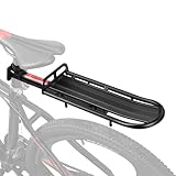 Flexzion Adjustable Bike Cargo Rack 20lb Capacity, Universal Extendable Aluminum Seat Post Rear Carrier Bicycle Touring Mount for Heavy Luggage Saddle Equipment Gear, Black