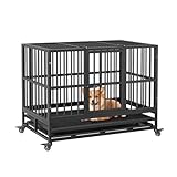Hundekäfig 94x58.5x74.5cm, Klappbar Hundebox Für Zuhause, Haustierkäfig Mit 2 Türen Transportkäfig Auto, Hundehütte Indoor Outdoor, Hundegitterbox Hundekäfig Für Zuhause, Kleine/Mittlere/Große Hunde