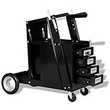 Schweißwagen mit 4 Schubladen, Schweißmobil Wagen für Schweßgeräte, Schweißgerätwagen Gerätewagen Werkstattwagen Metall, Schwarz 73,5 x 42 x 72 cm