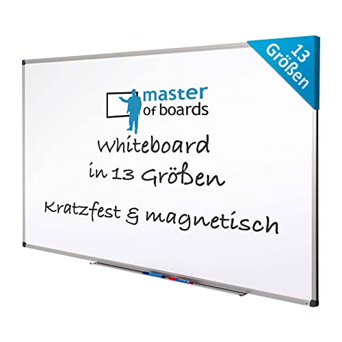 MOB Profi-Whiteboard Magnettafel - 110x80cm - emailliert, Alurahmen, magnetisch - für Büro, Gewerbe und Privat