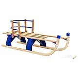 Juroupi Klappschlitten mit Rückenlehne Holz 119 cm Kinderschlitten Rodelschlitten