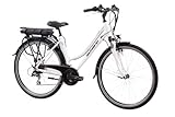 F.lli Schiano E-Ride 28 Zoll City E-Bike, Elektrofahrrad für Damen Herren, Pedelec mit 250W Motor, Shimano 21-Gang-Getriebe, in Weiss