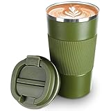 SCJHMY Thermobecher- Isolierbecher, Edelstahl Travel Mug, Vakuum auslaufsicher Reisebecher mit Deckel, Autobecher, doppelwandig isoliert für Wasser und Tee, Kaffee-to-go Becher Grün 510ml