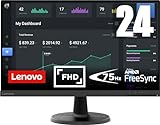 Lenovo D24-45 | 23,8' Full HD Monitor | 1920x1080 | 75Hz | 250 nits | 4ms Reaktionszeit | HDMI | VGA | AMD FreeSync | schwarz