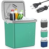 TOM 2in1 XXL Kühlbox 32l Brutto – elektrische Kühlbox – 230V & 12V Strom Anschluss – Elektrisch – für Auto, Camping, Wohnwagen & Co – Grau, Blau & Mint (Grün)