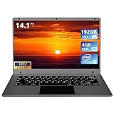 Morostron 14,1-Zoll-Laptop-Computer, Celeron Quad-Core bis zu 2,2 GHz, 4 GB RAM und 192 GB SSD,W11-Laptop-Computer mit FHD IPS, schlankes und leichtes Notebook, Arbeits- und Studenten-Laptops,Grau,WPS