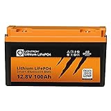 LIONTRON LiFePO4 12,8V 100Ah LX; 1280Wh;  3000 Zyklen bei 90% Entladungstiefe (DOD) mit BMS und Bluetooth Überwachung; für Wohnmobil oder Boot 344x172x202mm - LISMART12100LX