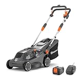 Husqvarna Akku Rasenmäher Aspire LC34-P4A inkl. Akku 18V und Ladegerät, für 500 m² Rasenfläche I Elektro Rasenmäher (30 l Fangkorb, 34 cm Schnittbreite, kompakt und faltbar)