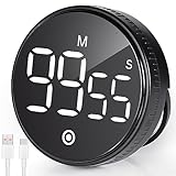 Czemo Küchentimer Eieruhr USB Digitaler Kochtimer magnetischer Timer Countup Countdown Timer mit Faltbarer Ständer LED Display für Küche Klassenzimmer Meeting Fitness Salon (Schwarz) (Schwarz)