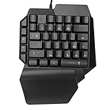 Zunate Einhand-Gaming-Tastatur, Tragbare -Gaming-Tastatur mit RGB-Hintergrundbeleuchtung, Handballenauflage und Unabhängiger M-Taste Mechanische Gaming-Tastatur für PUBG, für
