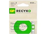 GP Batteries ReCyko 650 AAA Slim Pen Ni-Mh Akku 1.2 Volt, 2er Karte