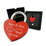 Geschenkfreude Liebesschloss mit Gravur - witterungsbeständig - personalisierte Geschenke für Frauen - Geschenke für den Valentinstag - Valentinstag Geschenke für Sie - Schloss mit Gravur rot