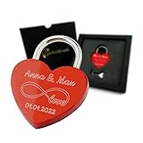 Geschenkfreude Liebesschloss mit Gravur - witterungsbeständig - personalisierte Geschenke für Frauen - Geschenke für den Valentinstag - Valentinstag Geschenke für Sie - Schloss mit Gravur rot