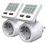 revolt Energiemessgerät: 2er-Set Digitale Energiekostenmesser, 180° drehbares Display, 3.680 W (Energiekosten Messgeräte, Strommessgeräte, Energiekostenrechner)