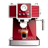 Cecotec Espressomaschine Power Espresso 20 Tradizionale Light Red, 1350 W, ForceAroma-Technologie mit 20 Bar, Schwenkbarer Dampfauslass, Doppelter Arm, Automatische Abschaltung, Abnehmbare Tropfschale