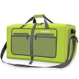 Bekahizar Leichte Faltbare Reisetasche 60L Große Travel Duffle Bag Übernachtung Taschen Verpackbar Reisegepäck Gym Sporttasche Mit Schuhfach für Herren Damen Flugzeug Camping Reisen Urlaub (olivgrün)