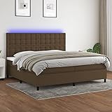 HOMEELIKE Boxspringbett mit Matratze & LED Dunkelbraun 200x200 cm Stoff