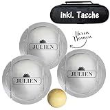 KDO MAGIC - Boccia Kugeln personalisiert - 3 Kugeln 550g - Pétanque - Kostenlose Tasche - Geschenkidee für Herren, Geburtstag, Vatertag (Motiv: Pastis)