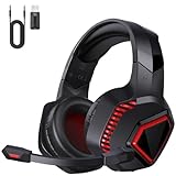 Wireless Gaming Headset for PS5/PS4/PC/Switch/Mac, Wireless Headset with Adjustable Mikrofon, Noise Cancelling, Low Latency 2.4 GHz Connection, Bluetooth 5.2, Surround Sound, 40 Hours Battery Life