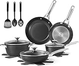 Induktions Töpfe Set 15-Tlg, Keramik Töpfe und Pfannen Set mit Deckel, Antihaft Topfset und Pfannenset, Kochtöpfe Set, Kochgeschirr Set für alle Herdarten, PFAS-frei, leichte Reinigung