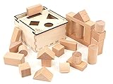 CreaBLOCKS Holzbausteine 2-in-1: Steckbox und Baby-Bauklötze-Set 24 unbehandelte Bauklötze für Kleinkinder ab 6 Monaten Made in Germany