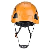 Outdoor-Rettungshelm, Felsen-Sicherheitshelm mit Gerät für Höhlenforschung, Abseilausrüstung für Klettern, Höhlenforschung (Orange)