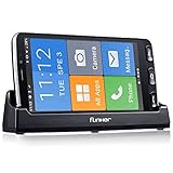 Funker E500i Easy SMART Smartphone 4G mit Whatsapp für Senioren, SOS-Taste, physische Tasten für einfachere Bedienung, Ladestation, XXL-Symbole, 5,5' HD-Zoll-Display, Schwarz