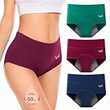 Ruixue Perioden Unterwäsche Damen, Periodenunterschwäsche Starke Blutung Hohe Taille Periodenslip Weiche Unterhosen Damen 3er Pack