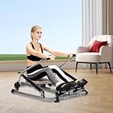 Hydraulische Voll Bewegliche Justierbare Rudermaschine Mit Weichem Sitz LCD Monitor Und Langer Schiene FüR Cardio ÜBungen RudergeräT Ruderzugmaschine Klappbar Fitness Einstellbarer Widerstand