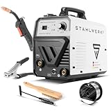 STAHLWERK Schweißgerät Mini FLUX 120 ST - Fülldraht, Schweißen ohne Schutzgas, mit synergischem Drahtvorschub für 0,6 | 0,8 | 0,9 | 1,0 mm Schweißdraht, kompakter Inverter mit echten 120 Ampere
