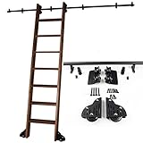 3,3 ft-20 ft verschiebbare Bibliotheksleiter-Hardware-Kit, mit Rundrohrschiene/Schiene und Bodenrollen-Rädern, komplettes Hardware-Set (Keine Leiter), Mobile Leiterschienen für Zuhause/Innen