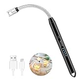 Feuerzeug Elektrisch,USB Aufladbares Elektro LED-Display Stabfeuerzeug Winddichtes Kerzenfeuerzeug mit Längerer Flexibler Hals für Küche, Kerzen und Camping