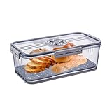 Tilizan Versiegelter Brotkästen, Brottopf aus PET Material, Transparente Brotbox mit Zeitaufzeichnungs, Kühlschrank-Timer-Frischhaltebox, für Hausgemachtes Brot, Kekse, Gebäck, Obst, Gemüse