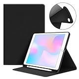VAGHVEO Hülle für iPad Mini 4 / Mini 5 7,9 Zoll mit Stifthalter, iPad 7.9 Mini 2015/2019 Buch-Flip Hüllen mit Flexibel Weiche TPU Rückseite Abdeckung, Automatischer Schlafen/Wecken, Schwarz