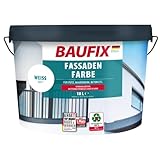 BAUFIX Fassaden-Farbe weiss, matt, 10 Liter, Außenwand Farbe, atmungsaktive Wandfarbe außen, wasserabweisend, wetterbeständig, mit Langzeitschutz
