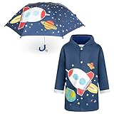 addie & tate Mädchen Girls Rain Jacket Regenmantel, Space/Celestial, 5-7 Jahre (2er Pack)