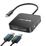 Laptop Docking Station Dual Monitor, ACASIS USB C Hub Dual HDMI, 100W PD, 2 HDMI Adapter 4K, 2 USB 3.0, 1 USB C 3.0, USB C Dock Kompatibel mit MacBook/Dell/HP/Surface/Lenovo/Steam Deck