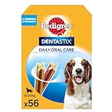 Pedigree DentaStix Daily Oral Care Zahnpflegesnack für mittelgroße Hunde – Hundeleckerli mit Huhn- & Rindgeschmack für jeden Tag – 1 x 56 Stück