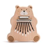 OESSUF Bär Kalimba Daumenklavier mit Liederbuch, 8 Tasten Holz Musikinstrument, Fingerpiano Instrument, Geschenk für Kinder und Erwachsene, Anfänger
