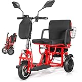 Elektromobil für Senioren, Elektromobil klappbar und Leicht,Elektrischer rollstuhl, Mobilitätsroller mit 3 Rädern, Dreirad Erwachsene, Elektroroller mit sitz 700W (Rot)