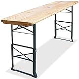 Deuba® Bierzelttisch Höhenverstellbar Klappbar Hoch Outdoor Breit Holz XXL Buffettisch 170cm Bierzeltgarnitur Stehtisch Bartisch Partytisch Klapptisch