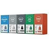 by Amazon Nespresso kompatible Kaffeekapseln, gemischte Packung, 100 Aluminium- Kapseln (5 Packungen x 20) - Rainforest Alliance-zertifiziert