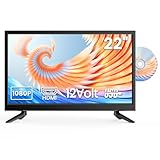 DESOBRY 22 Zoll Kleiner Fernseher 1080P Integriertem DVD-Player, Mini TV Integriertem DVB-T2-Tuner, mit Antenne, HDMI/USB/AV-Eingang – 12V TV-DVD-Kombination für Wohnmobile, Küchen und kleine Räume