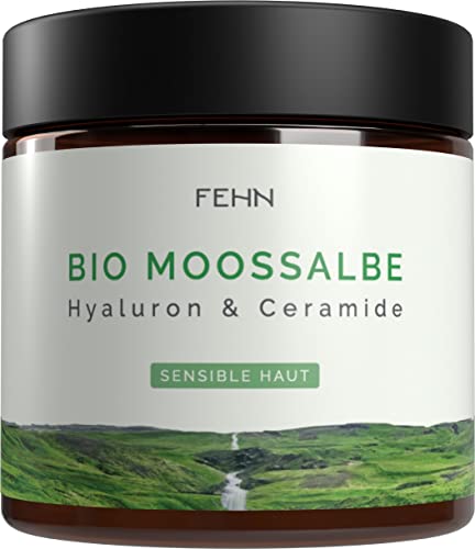 Fehn Bio Moossalbe gegen Falten | Anti Falten Creme Mooscreme | Anti Aging Salbe | 1% Hyaluron, 4% Isländisch Moos, Ceramide | Made in Germany | Vegan✔ Naturkosmetik✔ Nachhaltig✔ Tierversuchsfrei✔60ml