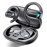 Conyat Open Ear Kopfhörer Sport, 2025 Bluetooth 5.4 Ohrhörer, Open Ear Headphones mit ENC, 58H Spielzeit, Bluetooth Kopfhörer mit Mikrofon/LED-Anzeige, IPX7 Kopfhörer Sport, Pendler/Sport, Schwarz