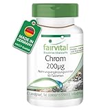 Fairvital | Chrom 200µg - 90 Tabletten - mit 200mcg Chrom pro Tablette - Hochdosiert - Vegan - Chromium Picolinate - essentielles Spurenelement