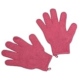 Pack of 2 Peelinghandschuh Waschhandschuh, Exfoliating Gloves Körper Duschhandschuh Massage Peeling Handschuh Handschuhe für Körper Und Gesicht mit Haken - Rot
