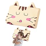GAROMIA Schlummerkids Kissen Calmly Kinderkopfkissen 44 * 27cm Kinderkissen Ergonomisch Schlummerkids Kawaii Tiere Kissen Mit Kopfkissenbezug for weiche Träume (Kätzchen)