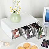 BAIEUEJO Tee Organizer,Stapelbar Teebox,Tee Box für Lagerung Teebeutel,Kaffee,Stroh usw,Kunststoff Aufbewahrungsbox,Küchen Organizer für Küche/Bad/Ankleideraum/Arbeitszimmer usw(weiß). (1, white-3drs)